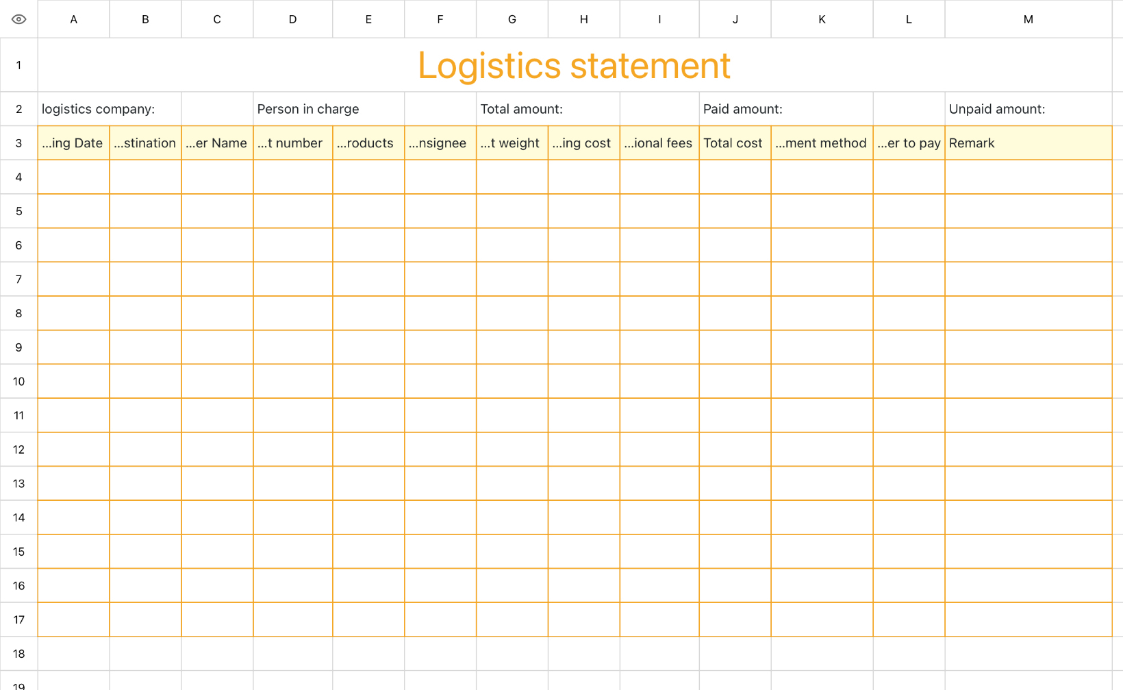 Logistics statement